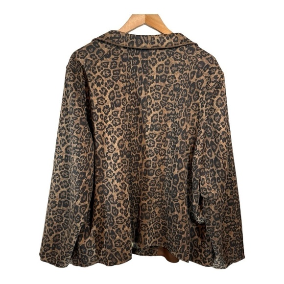 Philosophy Faux Leather Zip Up Jacket in Leopard Brown Combo NWT - Picture 3 of 6